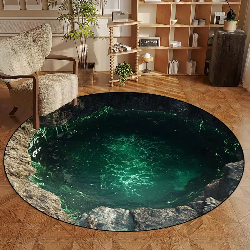 Tapis rond – Tapis de sol imprimé piège profond pour entrée