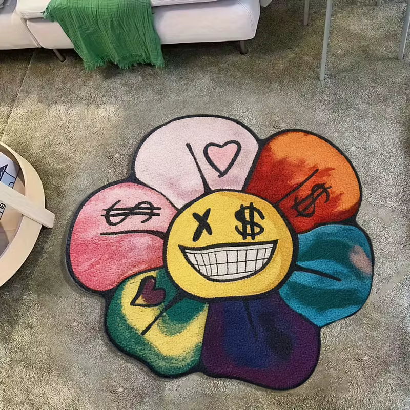 Tapis tournesol avec yeux en signe de dollar