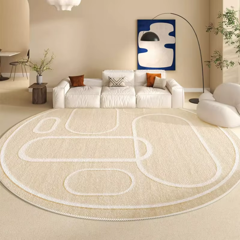 Tapis rond Beige de grande taille