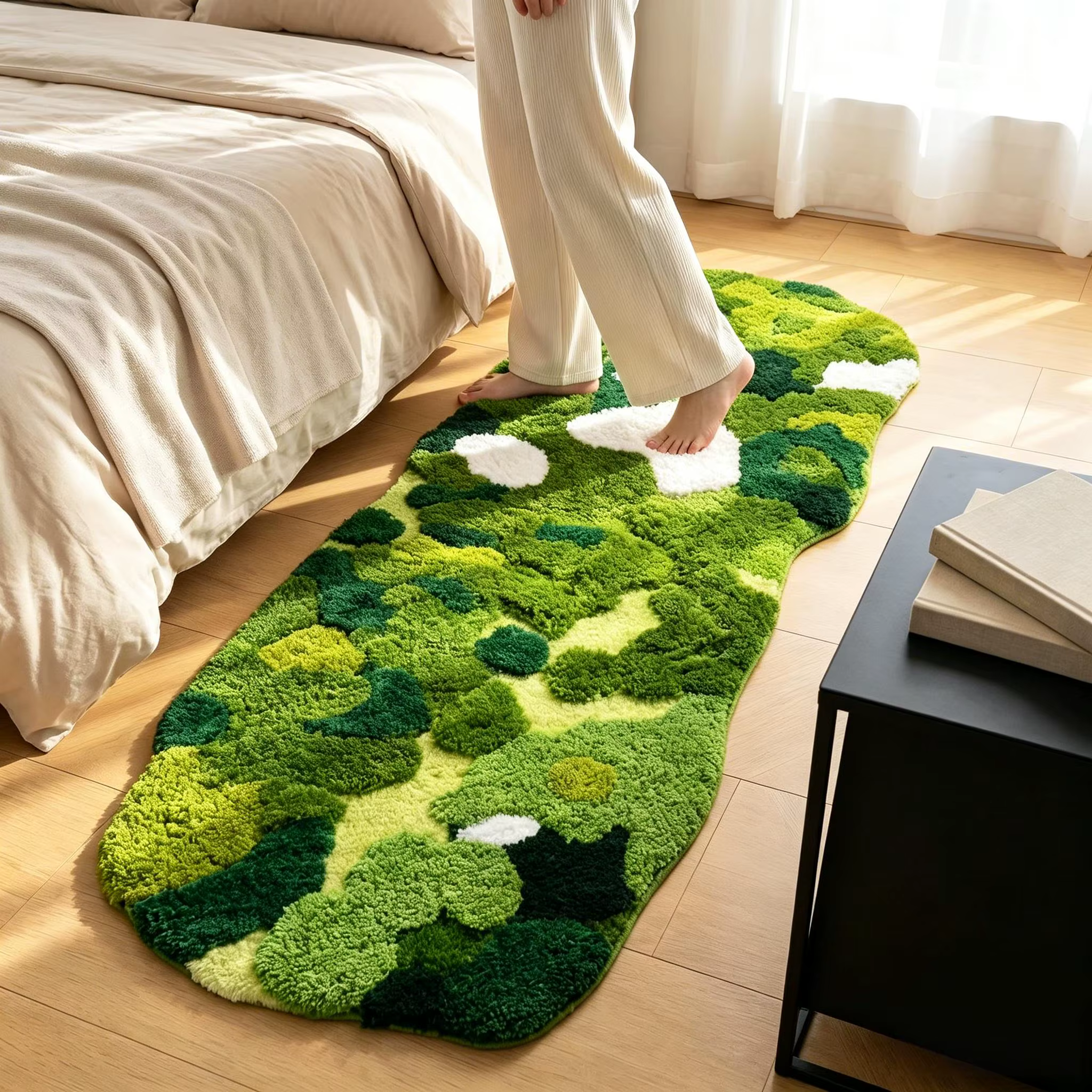 Tapis de chevet en mousse forestière