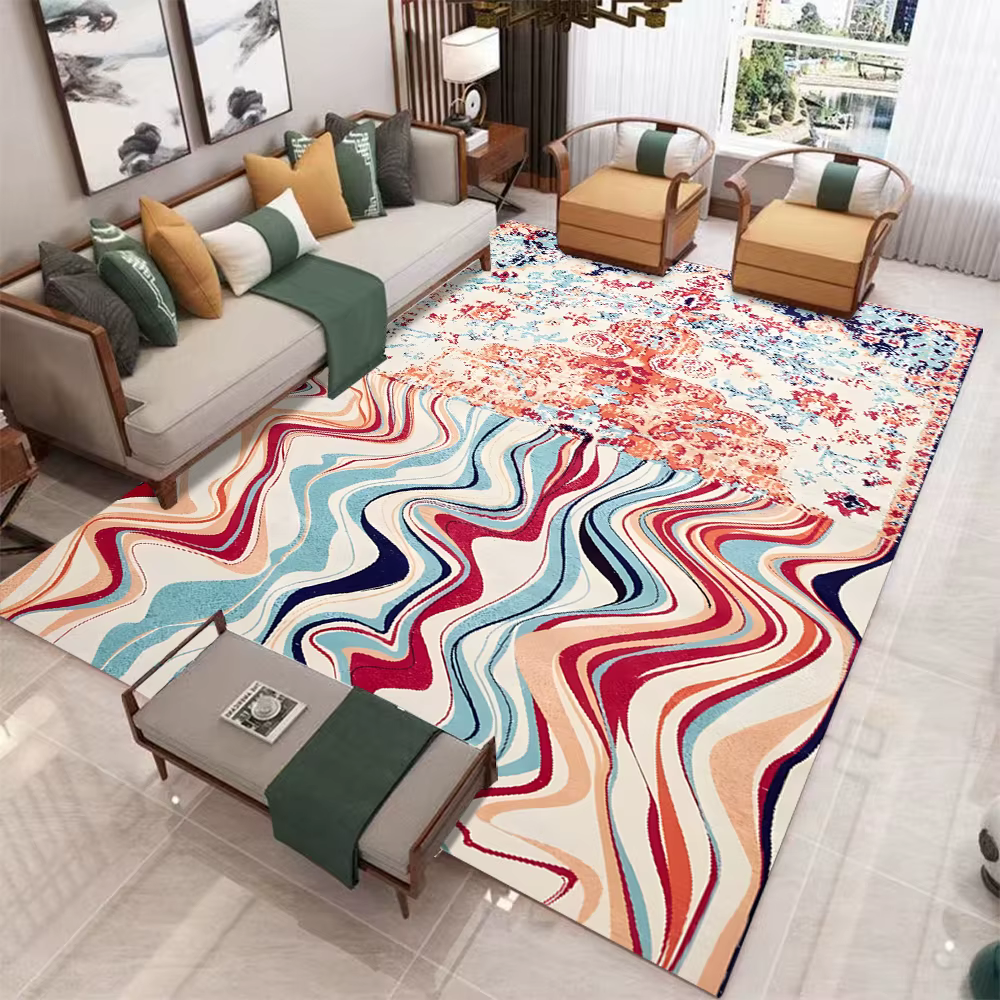 Tapis Bohème à Motifs Persans pour Salon et Chambre à Coucher