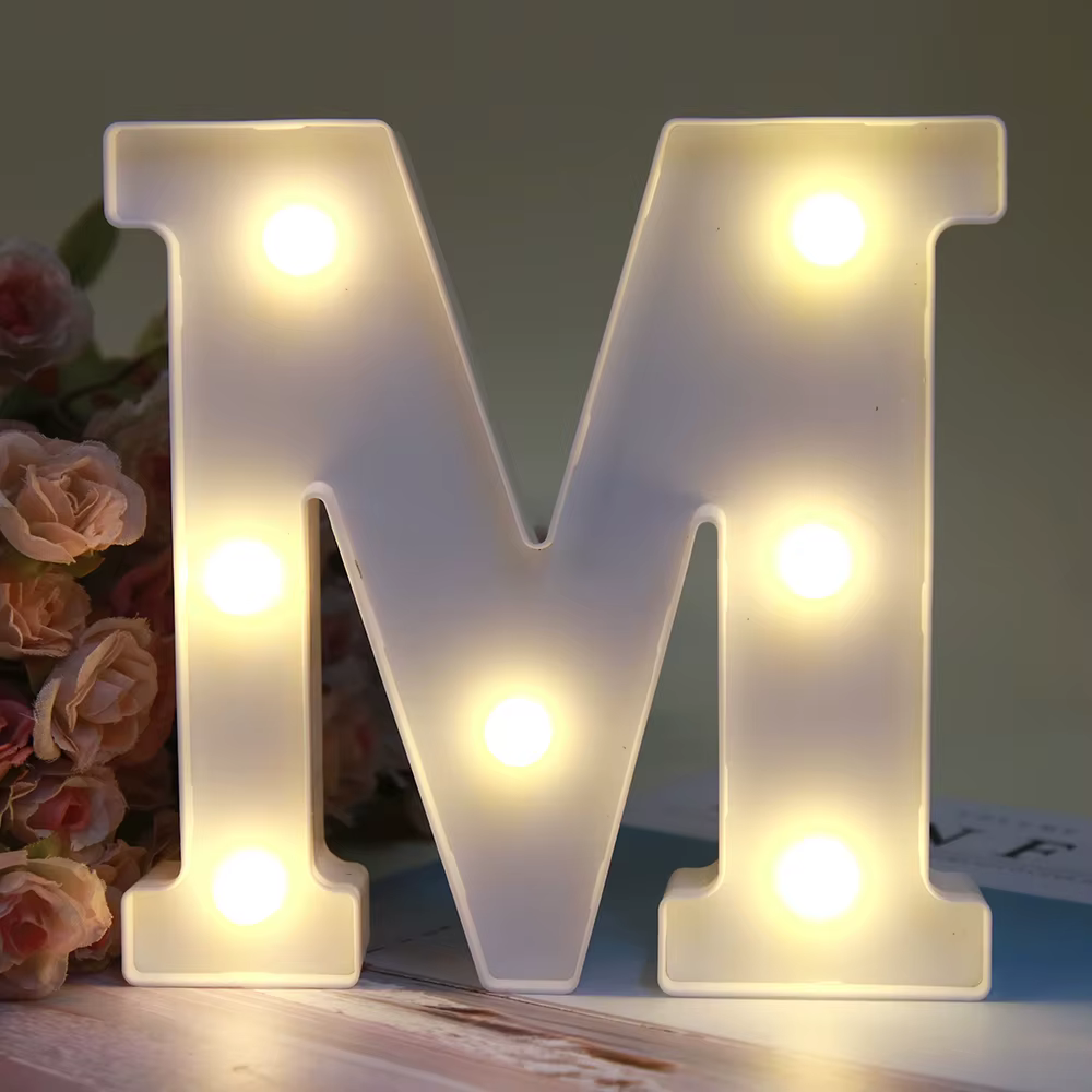 Lettres décoratives, lettres de l'alphabet, lumières LED, lampe lumineuse, décoration, lumière de nuit à piles, décoration de fête, décoration de chambre d'enfant