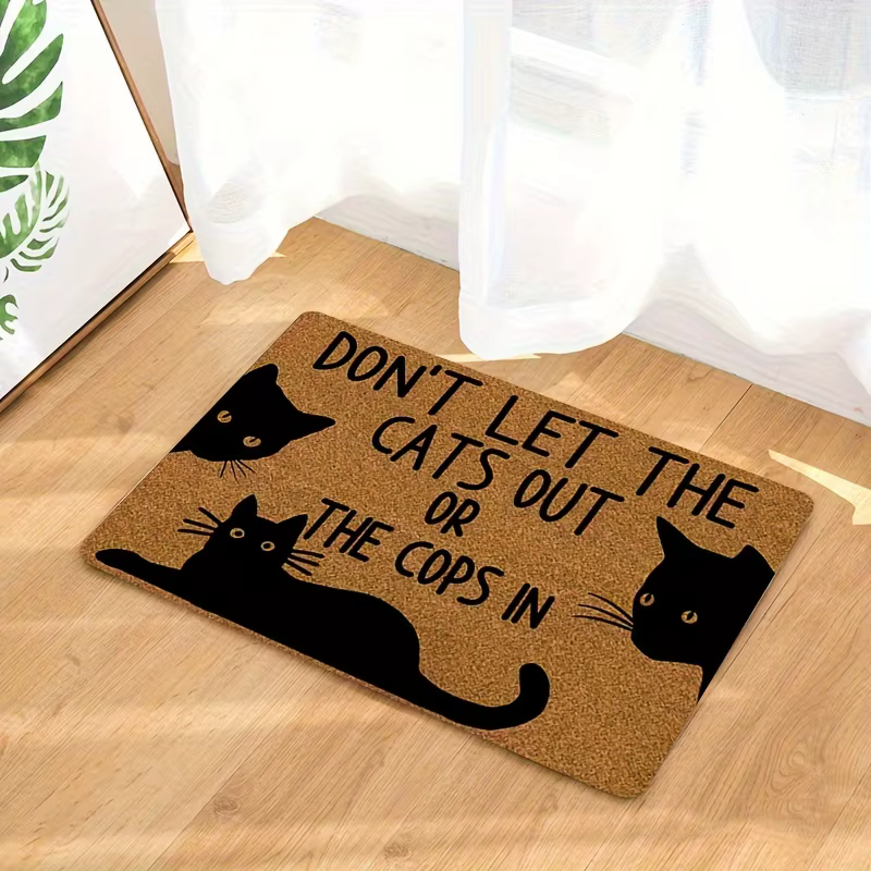 VIKAMA dessin animé chat noir tapis résistant aux taches