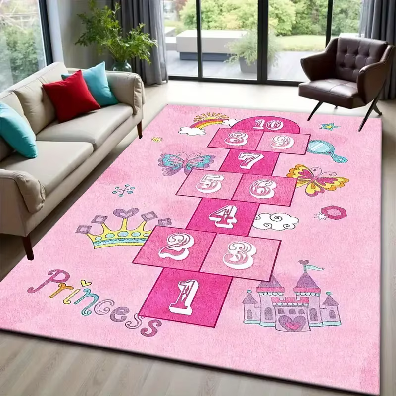 Tapis de ville rose pour décoration de chambre de filles