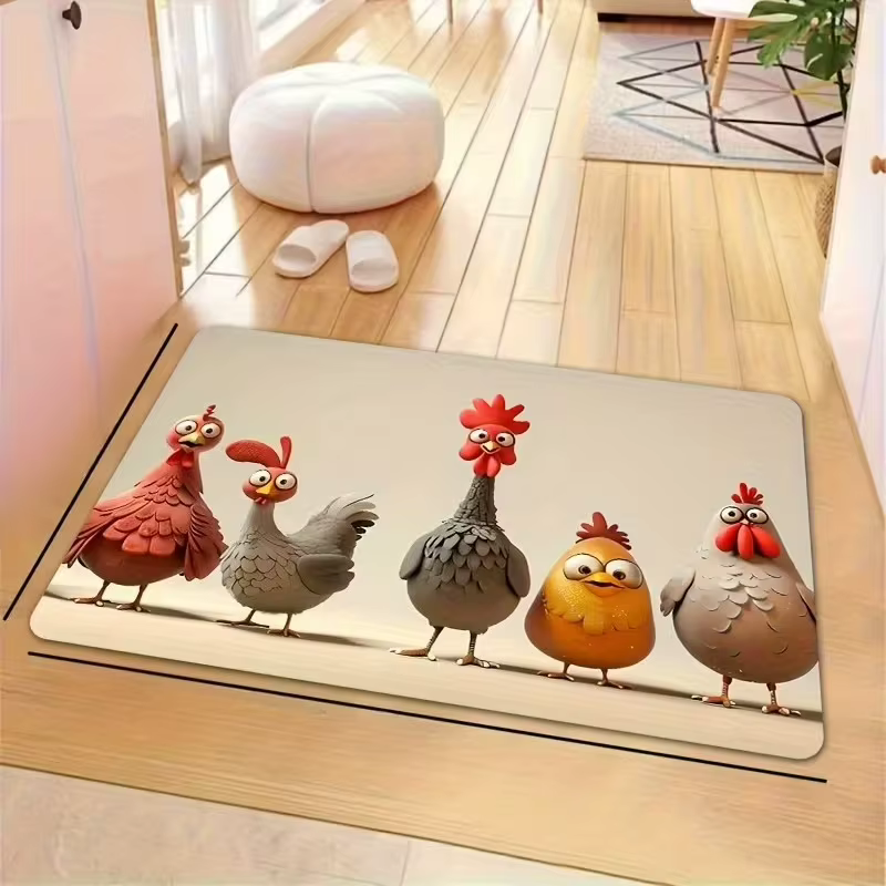 Tapis de cuisine de poulet de dessin animé amusant