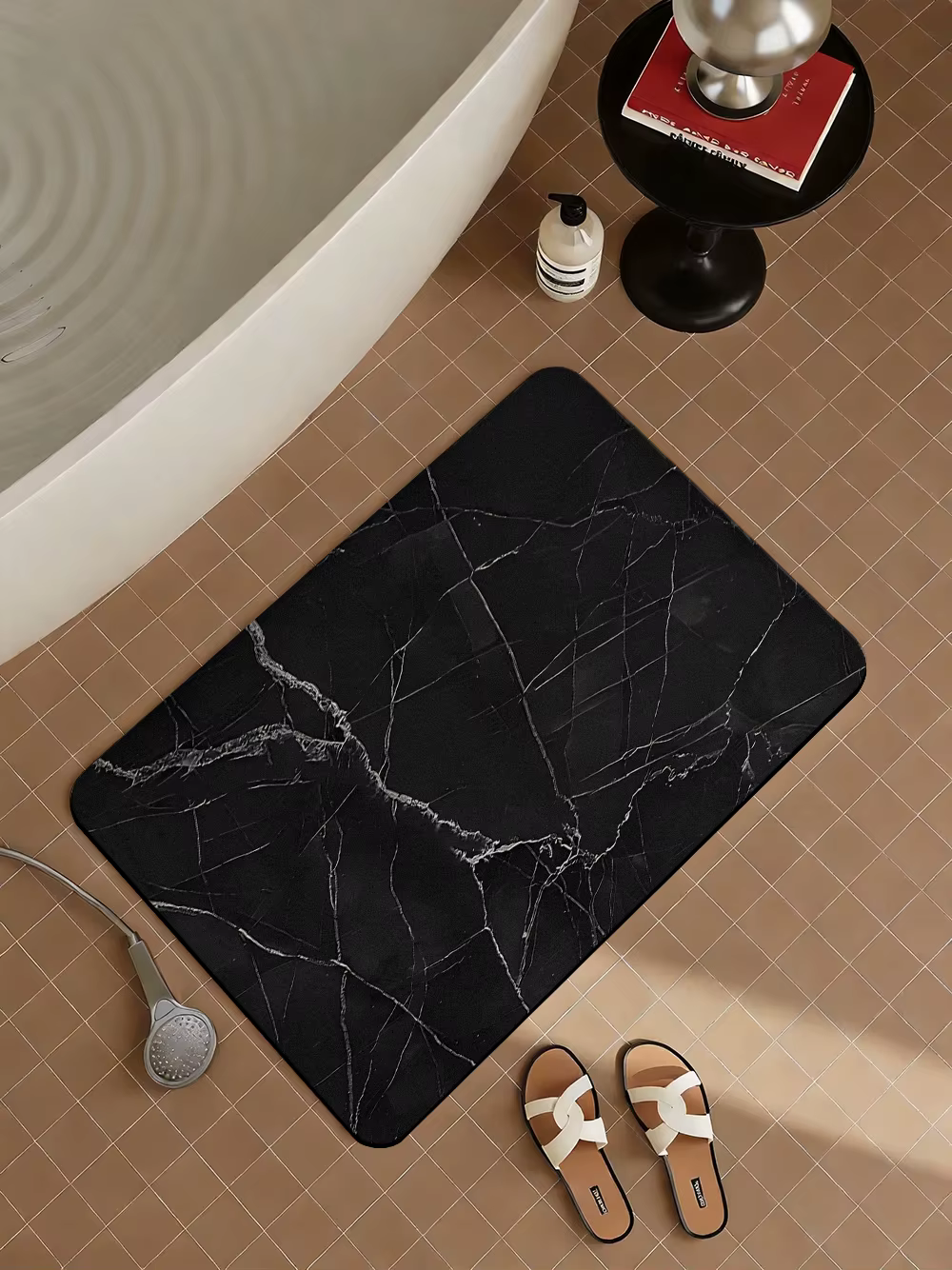Tapis de bain en diatomite à Texture pierre