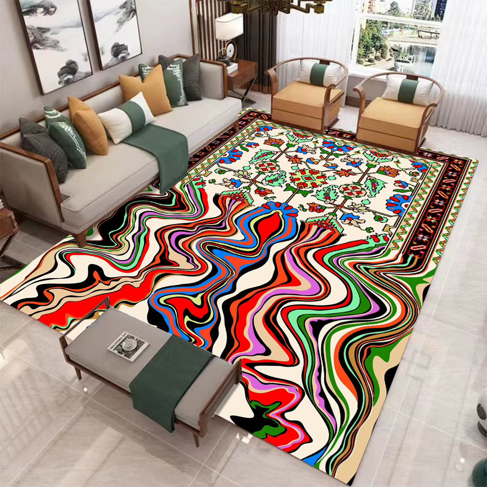 Tapis Bohème à Motifs Persans pour Salon et Chambre à Coucher