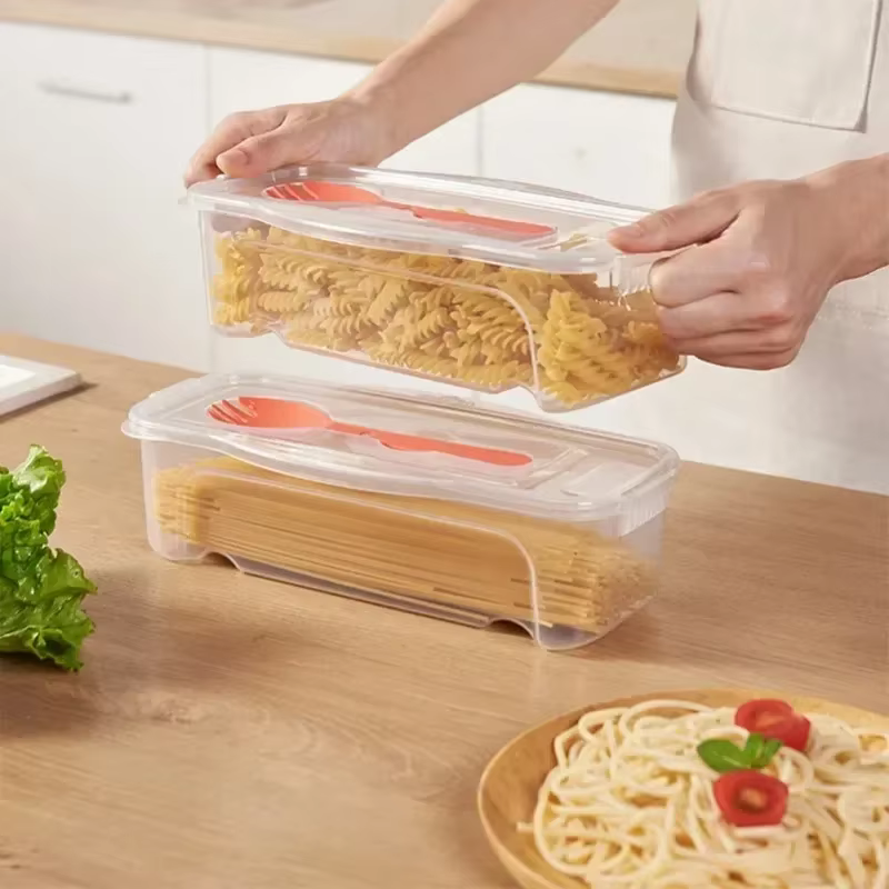 Boîte de cuisson de pâtes au micro-ondes avec passoire, boîte à pâtes résistante à la chaleur avec cuillère à salade, cuiseur à vapeur, cuiseur à Spaghetti, accessoires de cuisine