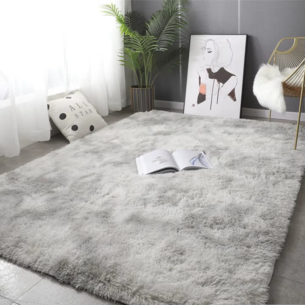 Tapis gris pour salon, en peluche