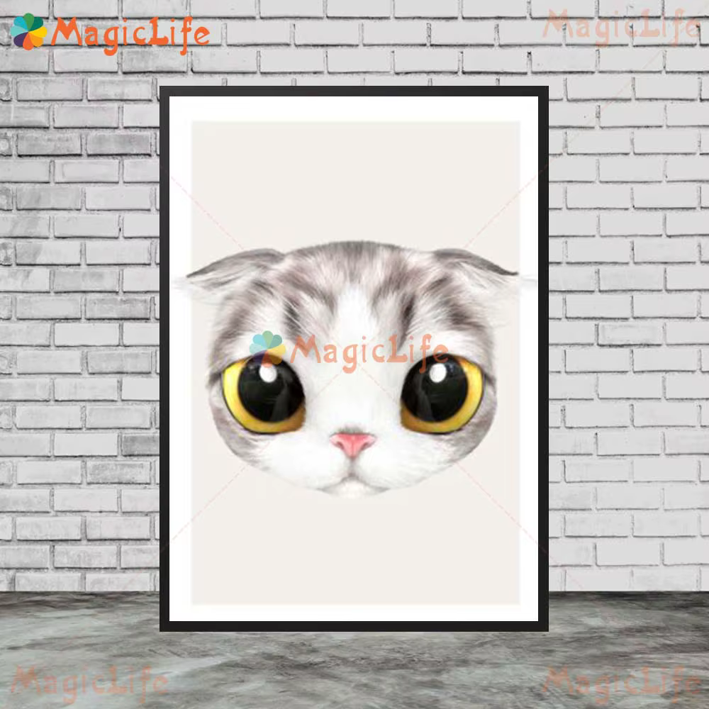Affiche nordique de dessin animé bébé chat Animal pépinière, toile d'art mural, peinture murale, images pour salon, décoration de maison, sans cadre