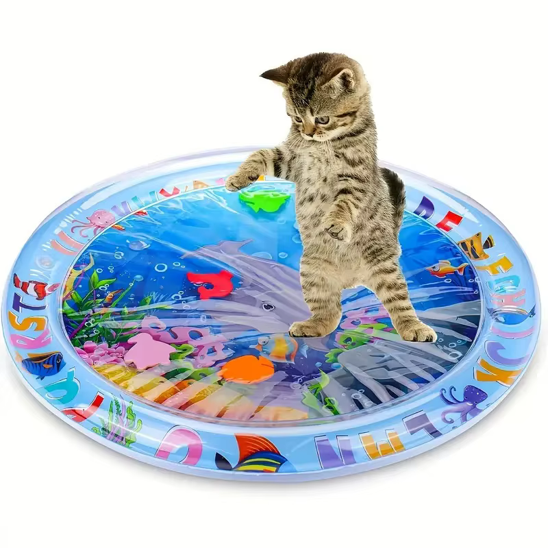 Tapis de jeu interactif pour animaux de compagnie, tapis d'eau, soulagement intérieur de l'ennui des chats, tapis de couchage rafraîchissant d'été