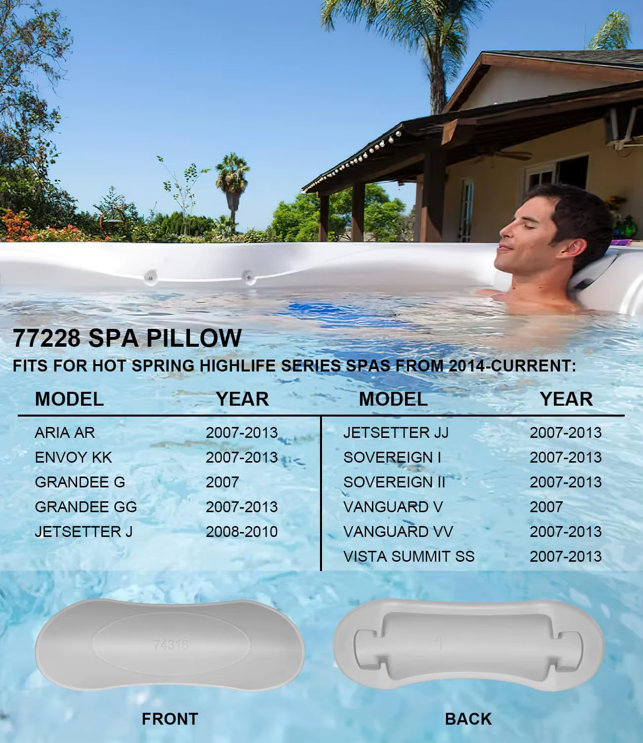 Repose-tête de baignoire à remous 74316 74317, 1 pièce, oreillers de rechange pour spas 2007 – 2013, modèles adaptés: Aria, Envoy, Grandee, ILE, Jetsetter, Landmark
