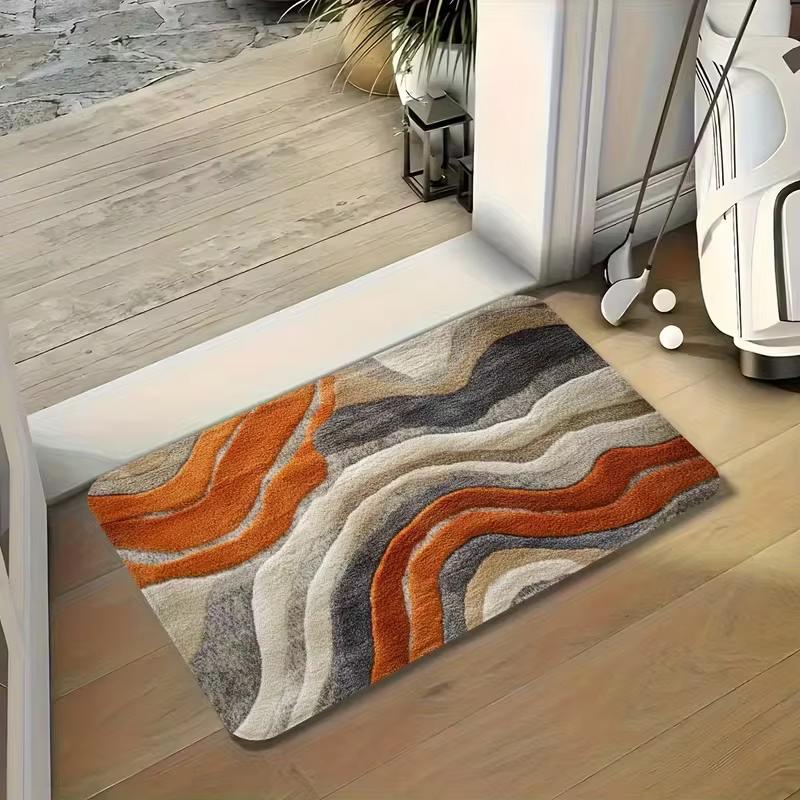 Tapis moderne bleu marine à motif en spirale