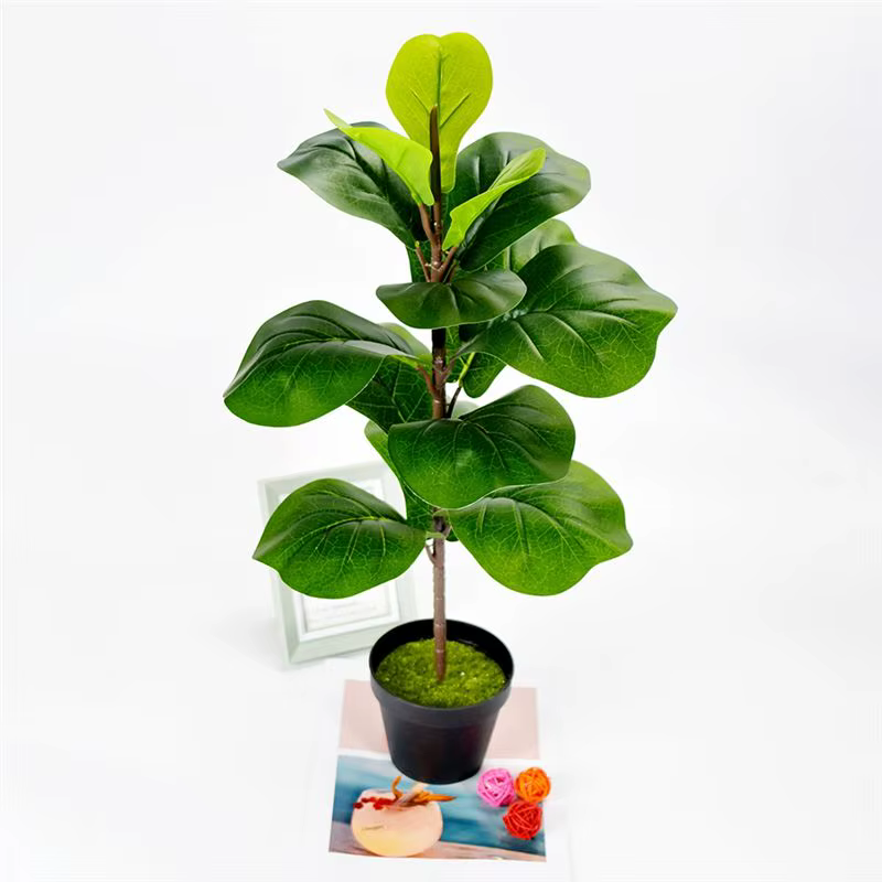 Plantes artificielles ABKJ-4X, figuier à feuilles de violon, faux ficus lyrata, arbres artificiels, buissons verts, verdure pour jardin, véranda, boîte à fleurs, décoration.