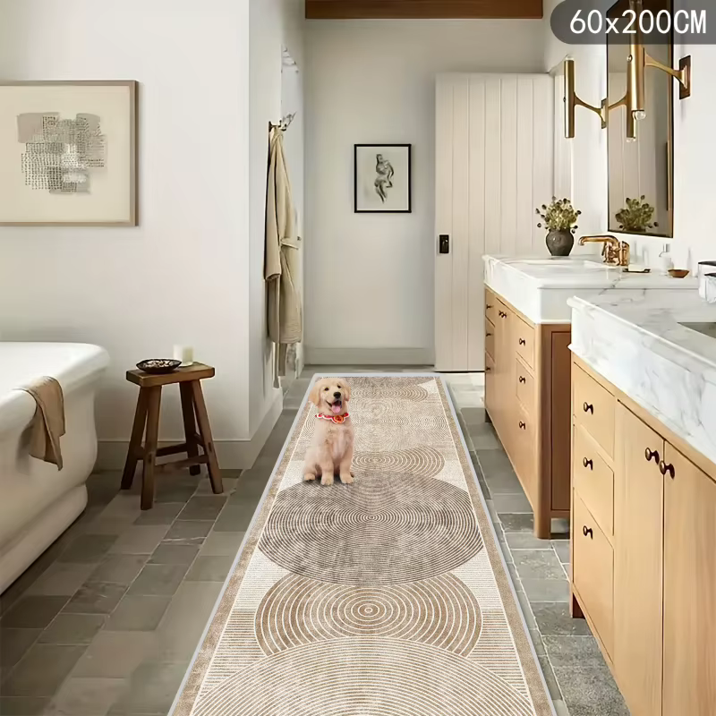 VIKAMA Tapis texturé géométrique résistant aux taches et antidérapant pour couloir et chambre à coucher