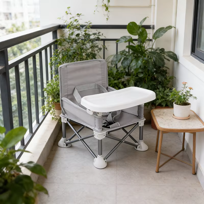 Chaise haute pliable portable pour bébé avec plateau et ceinture de sécurité, chaise de plage pour enfants, siège d'alimentation, équipement de camping