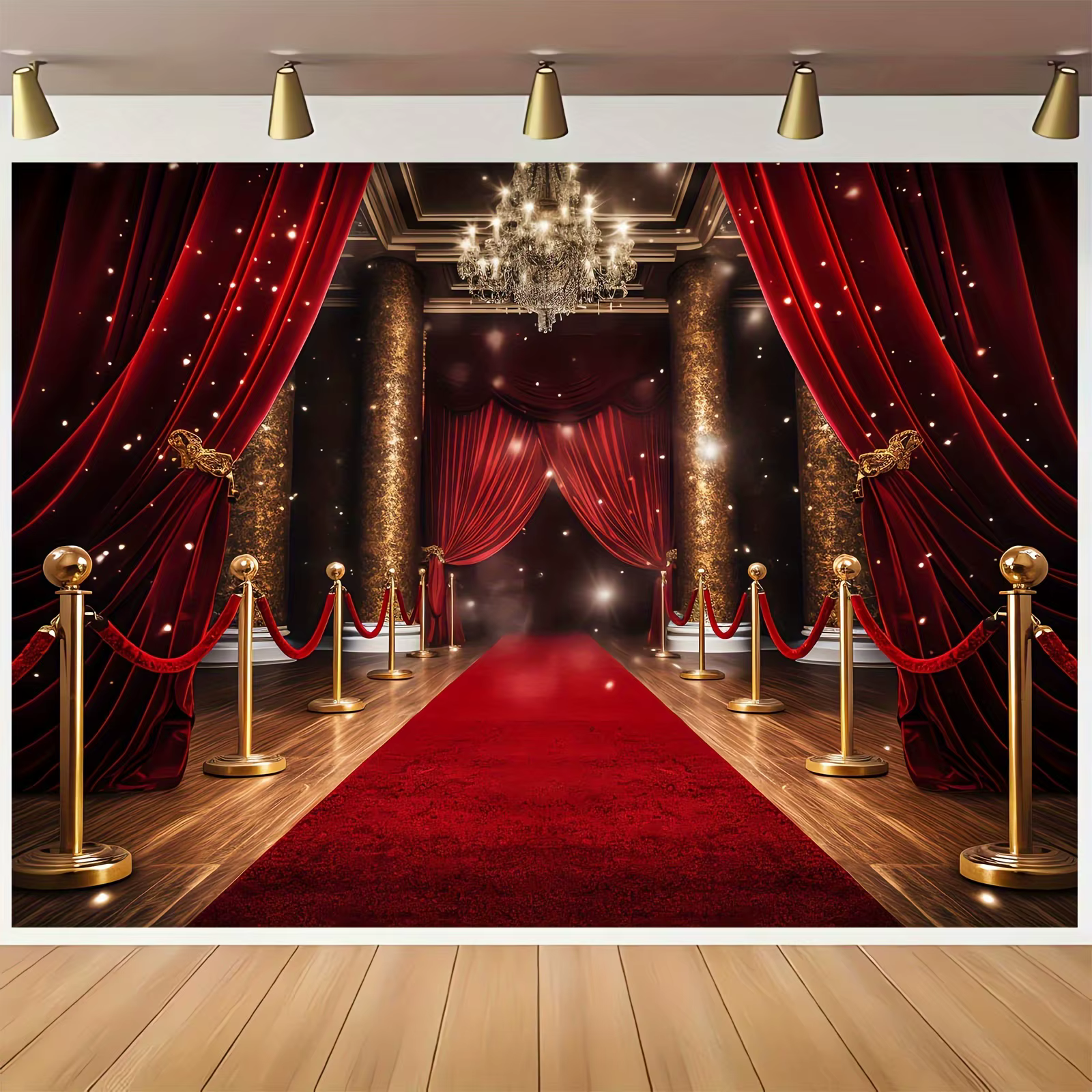 Grand arrière-plan de tapis rouge – Décoration murale de fête haut de gamme pour les célébrations d'anniversaire