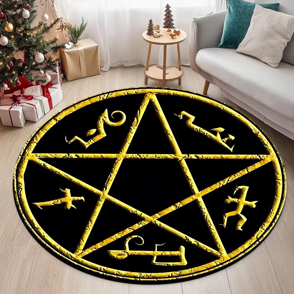Tapis rond avec symbole mystique