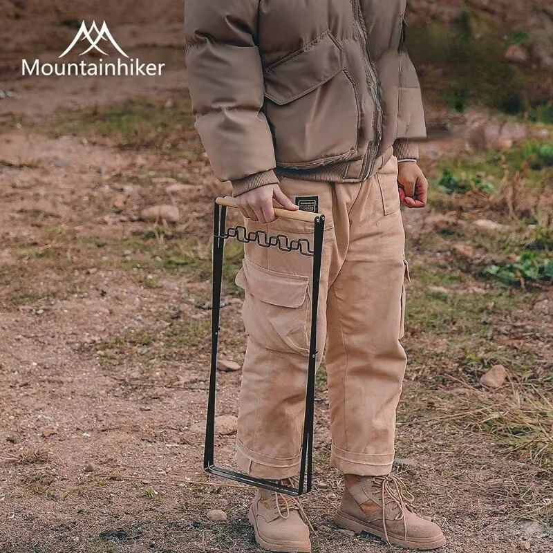 MOUNTAINHIKER Camping en plein air support de rangement Portable en plastique sac poubelle support ménage pliant cuisine articles divers poignée en bois B
