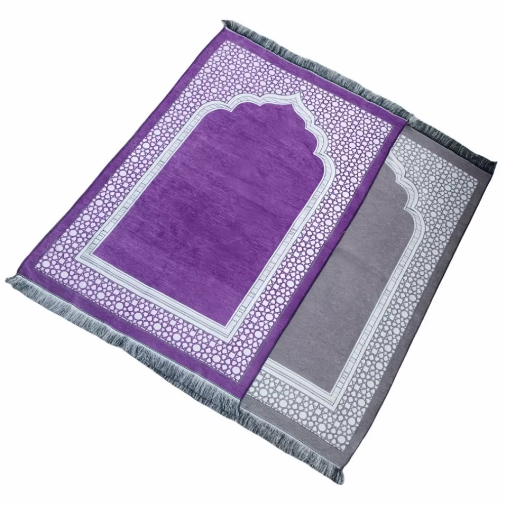 Nouveau tapis de prière pliable lavable antidérapant islamique rectangulaire avec pompon, tapis de salon