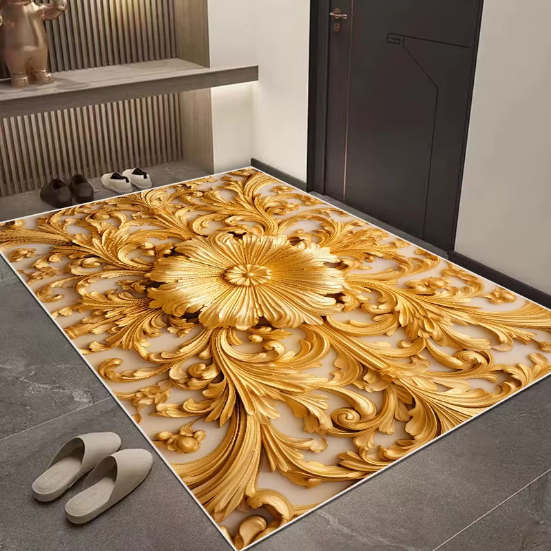 Tapis 3D à fleurs pour chambre à coucher