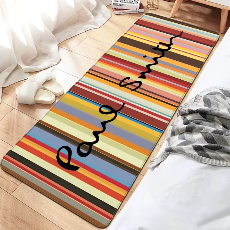 VIKAMA Tapis de couloir rayé de couleur vintage
