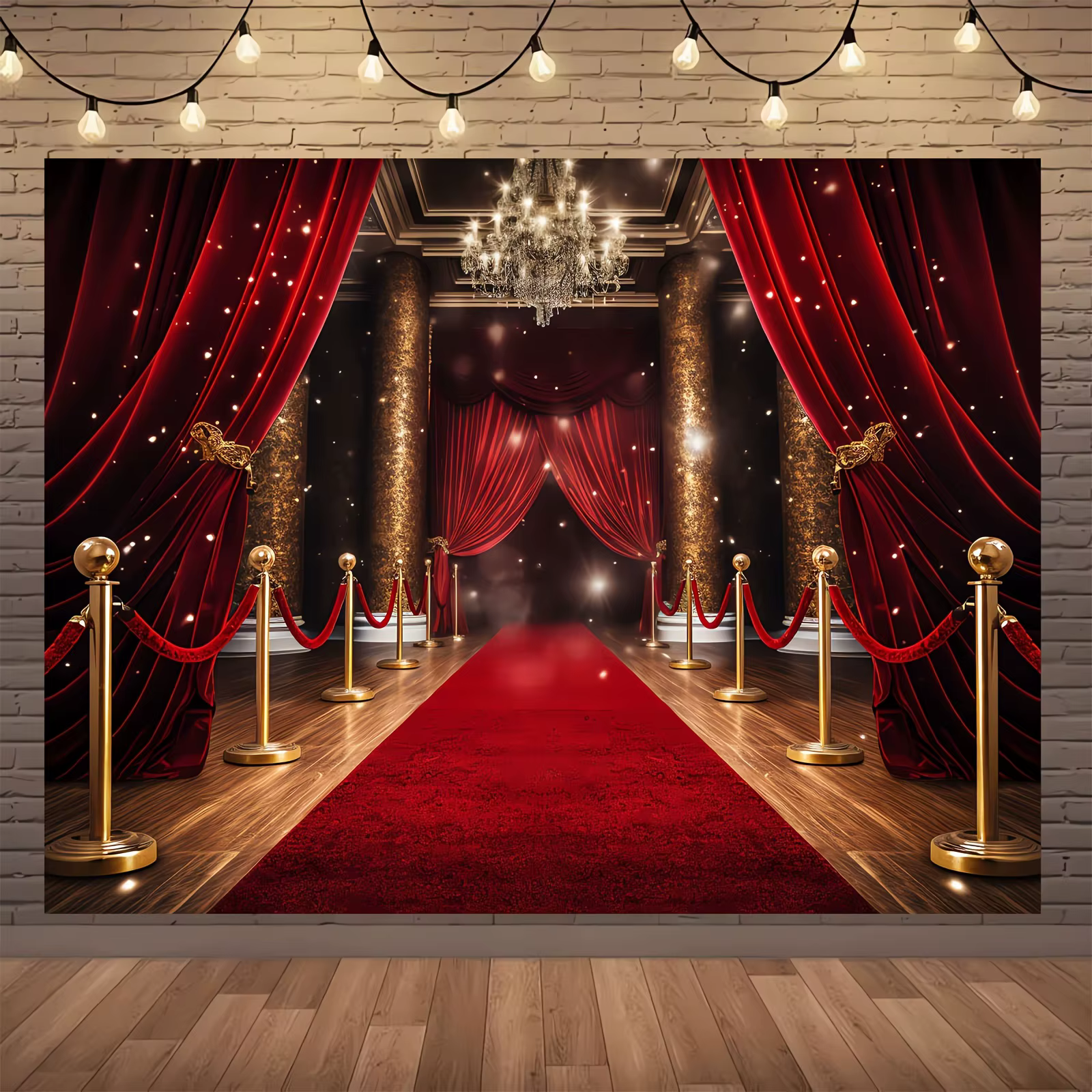 Grand arrière-plan de tapis rouge – Décoration murale de fête haut de gamme pour les célébrations d'anniversaire