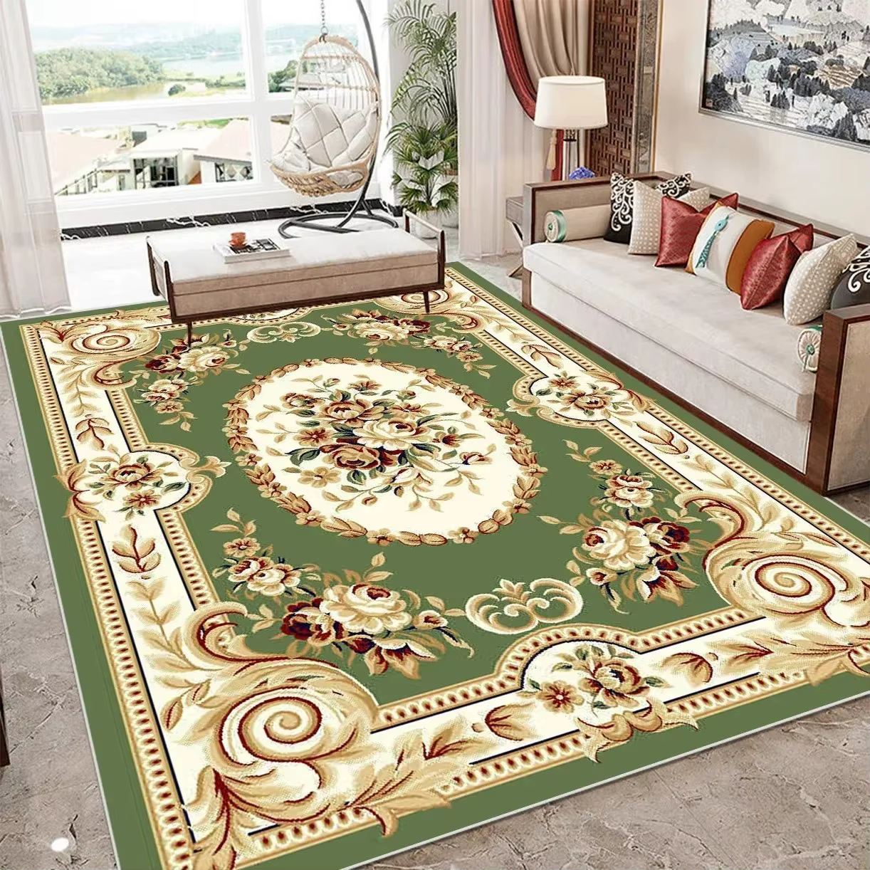 VIKAMA Tapis vintage européen de grande taille