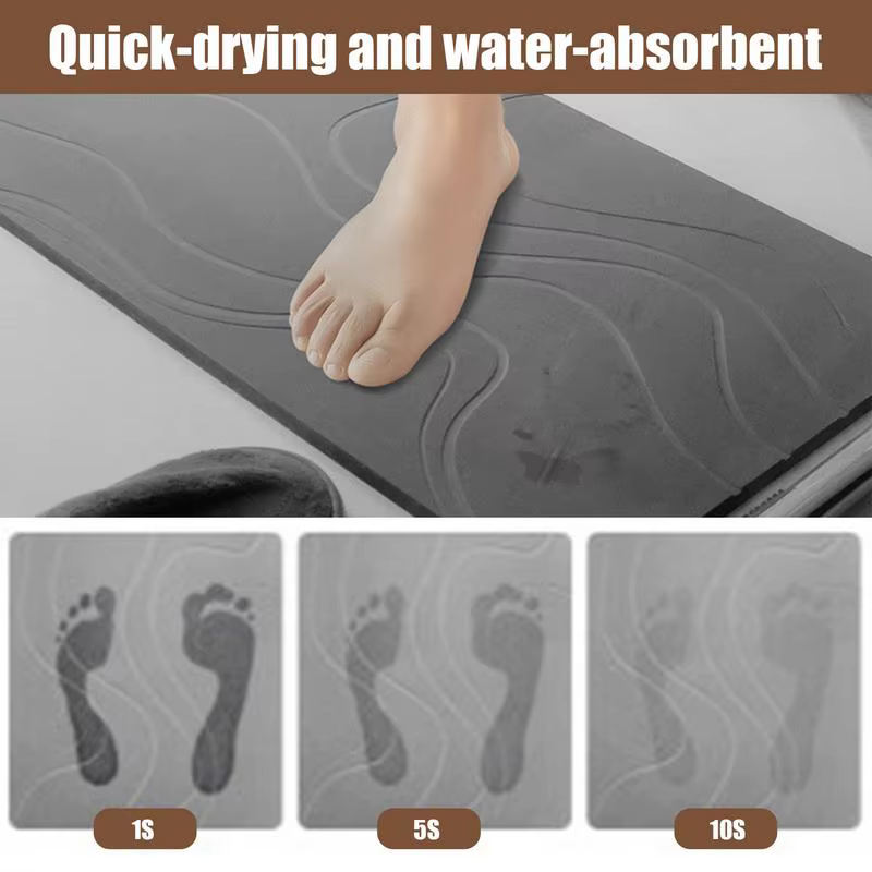 Tapis de bain en pierre de diatomite, tapis antidérapant pour porte de toilette, tapis d'entrée absorbant à séchage rapide