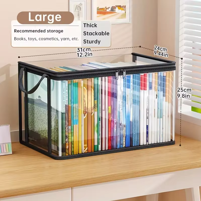 Boîte de rangement en PVC transparent | Couvercle à rabat et fenêtre de visualisation | Organisateur multi-usages pour jouets, travaux manuels et fournitures | Conteneur cadeau durable