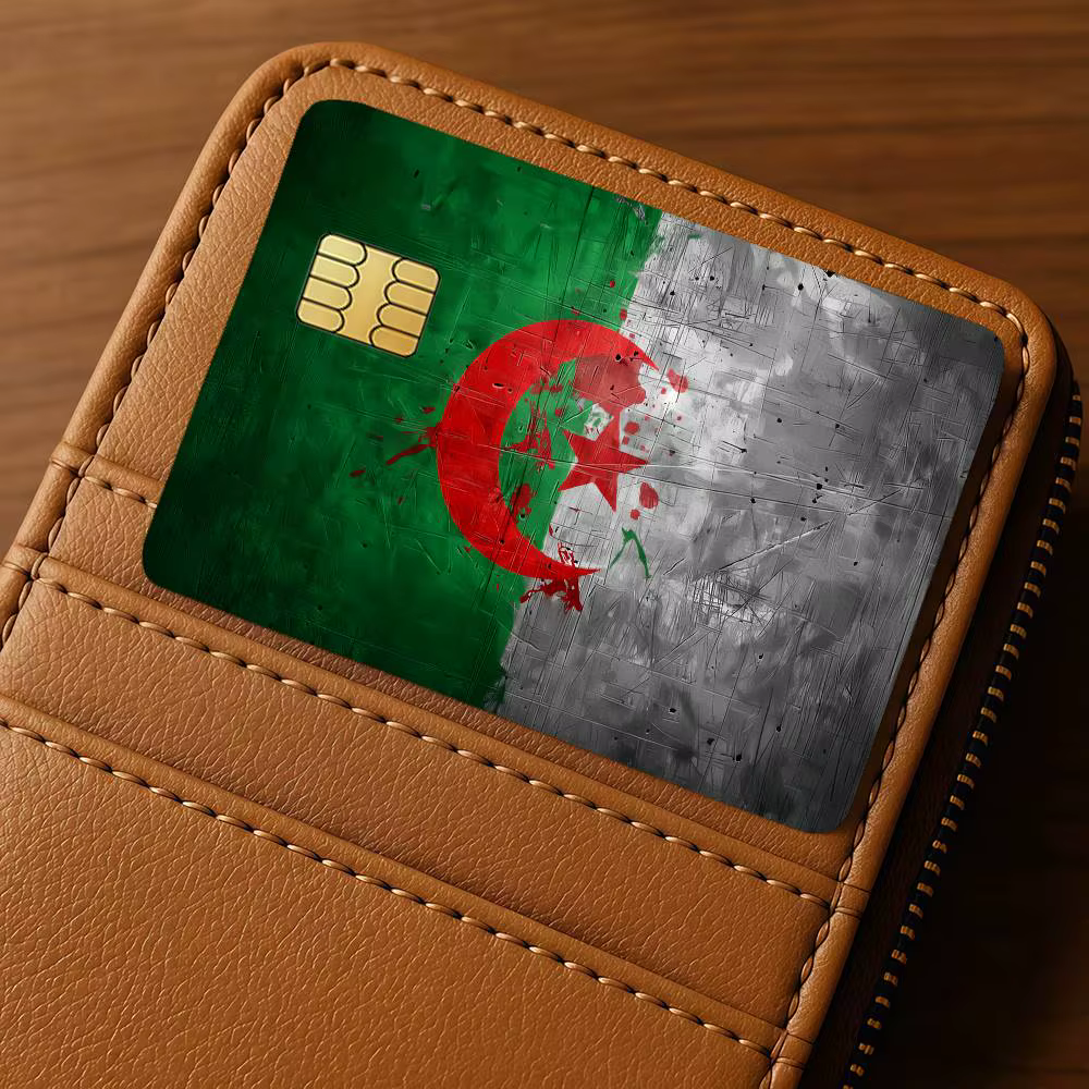 Autocollants de protection pour cartes bancaires et de transport en forme de drapeau de l'Algérie