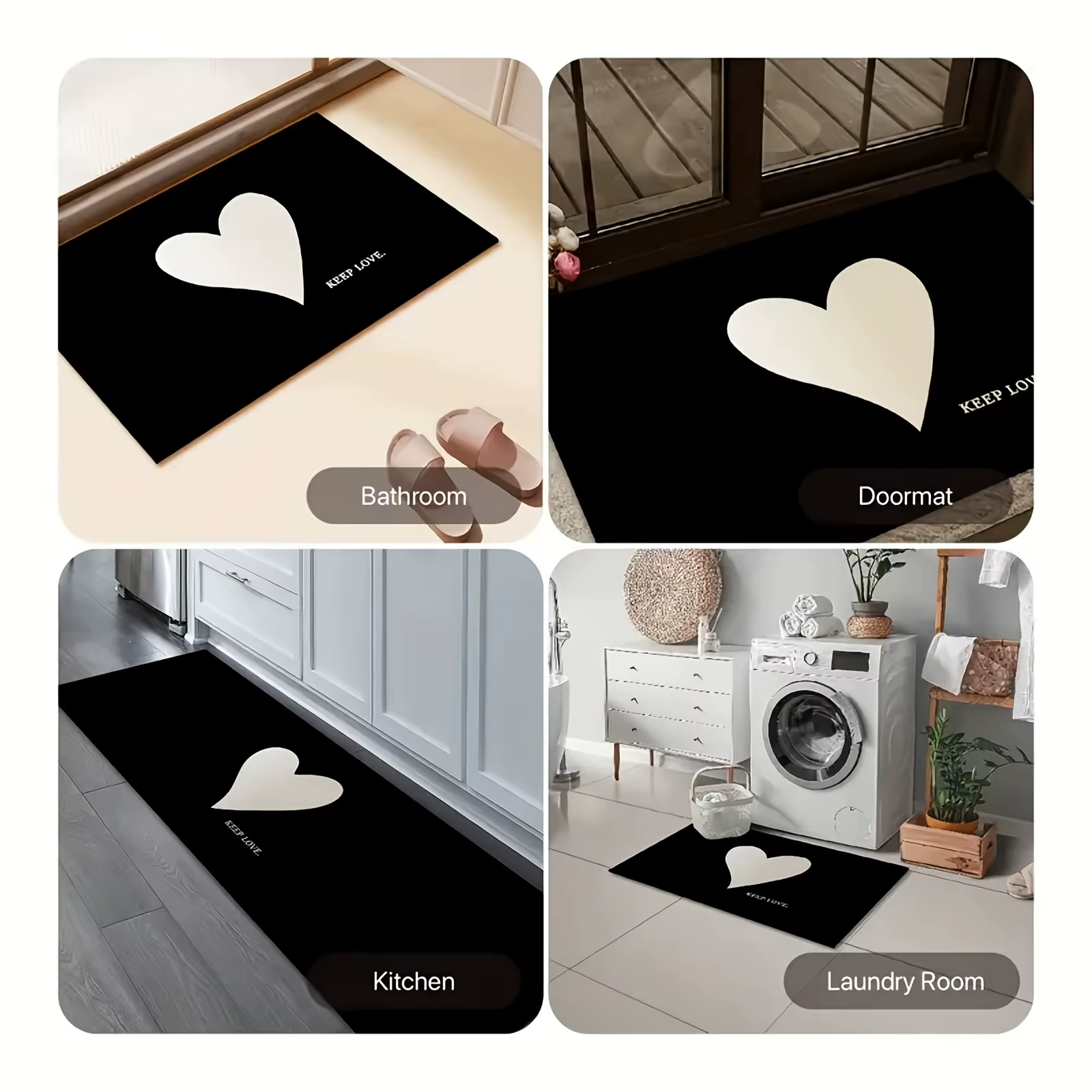 VIKAMA – tapis en forme de cœur pour la saint-valentin, doux et confortable, pour chambre à coucher, antidérapant, pour salle de bain et cuisine, décoration de maison
