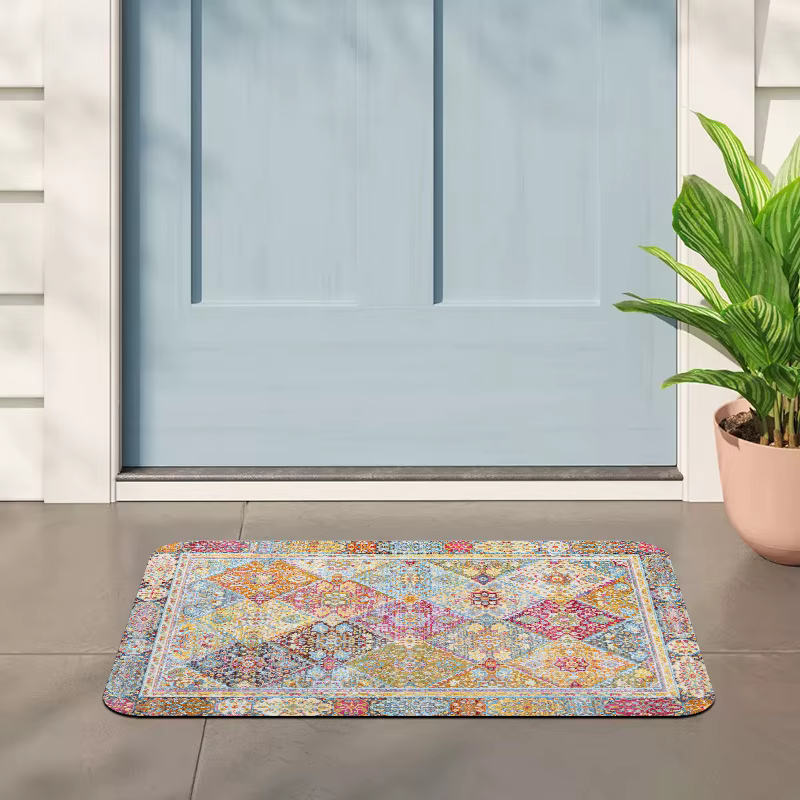 Tapis d'entrée imprimé avec motif léopard et panthère noire