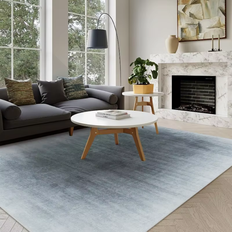 Tapis de salon rétro bleu méditerranéen
