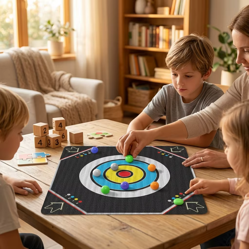 Jeu de société de billard silencieux pour enfants, tapis de table en tissu, jeu de tir éducatif multijoueur pour fêtes de famille