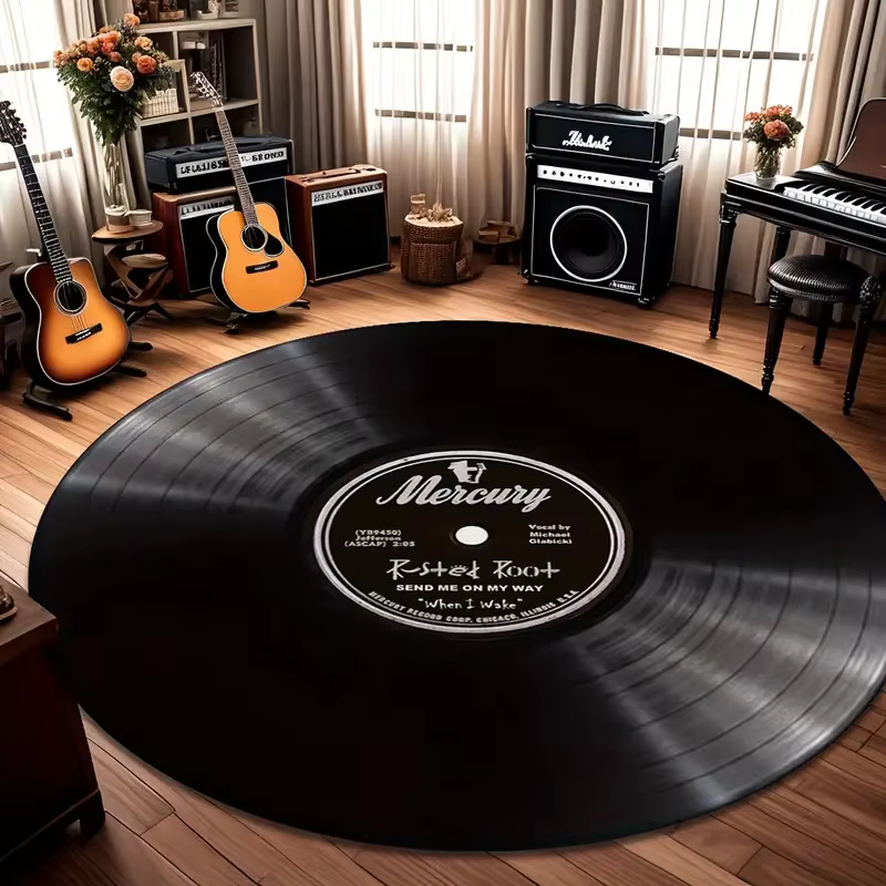 Tapis rétro en vinyle pour salle de pratique musicale