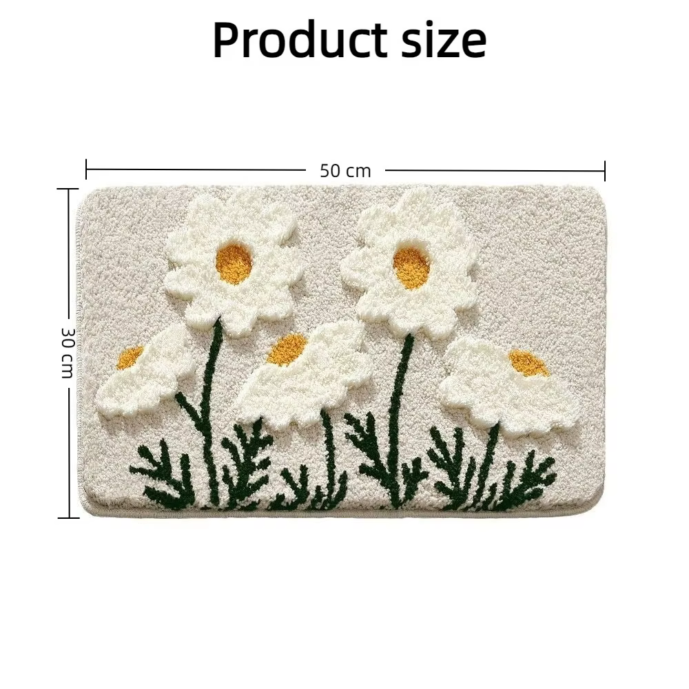 Petit tapis de sol de salle de bain à fleurs fraîches