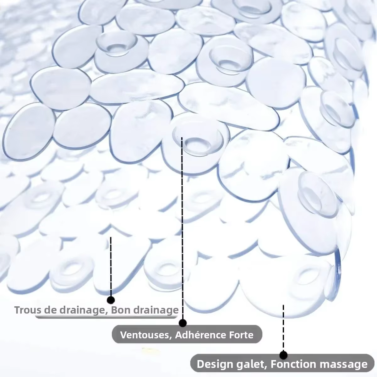 Tapis de bain extra long en forme de galet