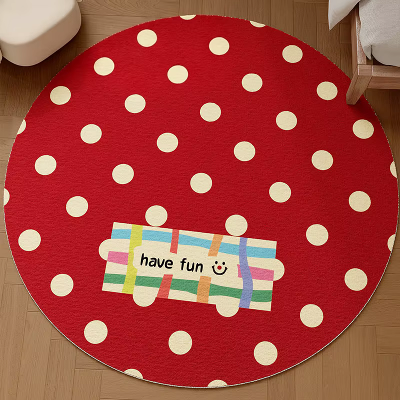 Tapis de chevet rétro à pois en velours Dralon