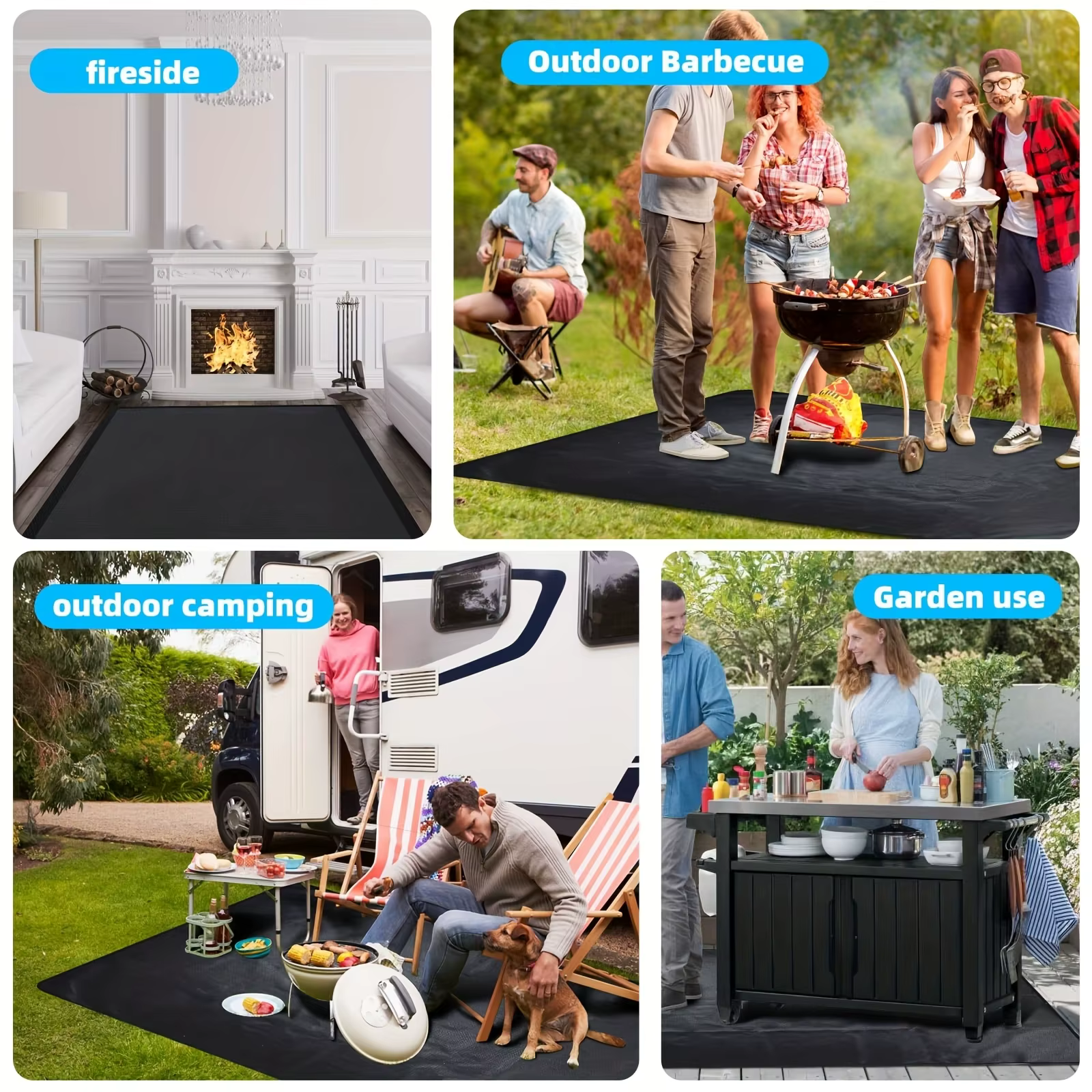 Tapis ignifuge pour barbecue extérieur