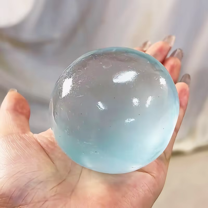 Balle anti-stress DIY mignonne et transparente de 6 cm en sucre de malt, faite à la main à l'huile de coco, à rebond lent, cadeau