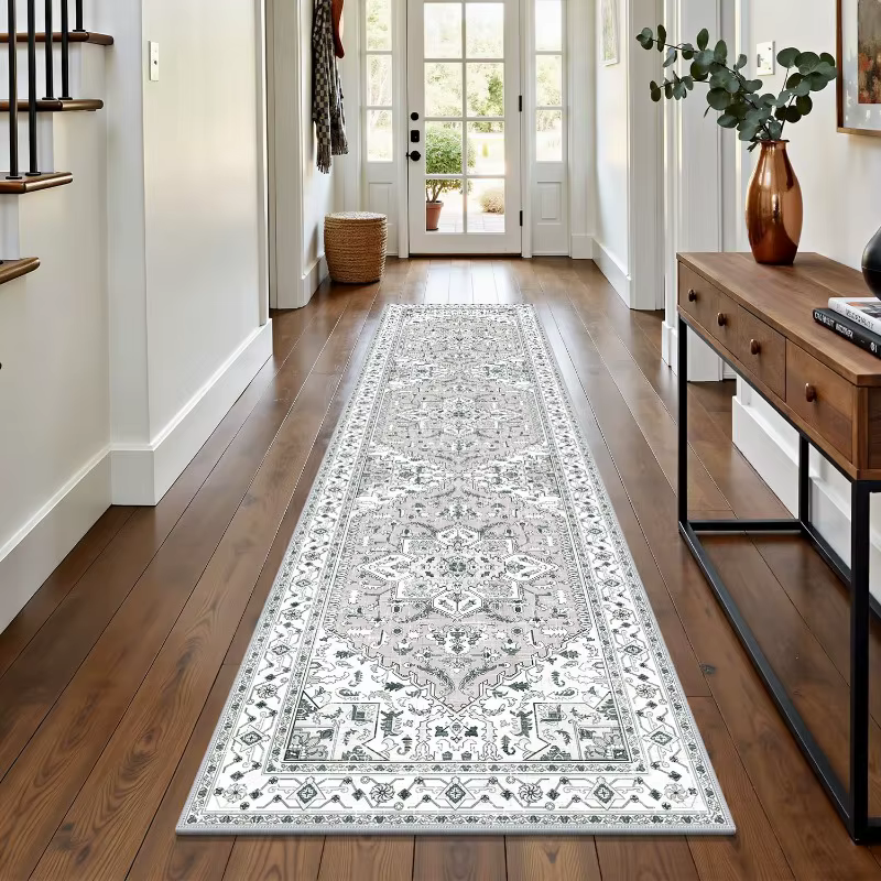 Tapis de couloir vintage persan à motifs floraux