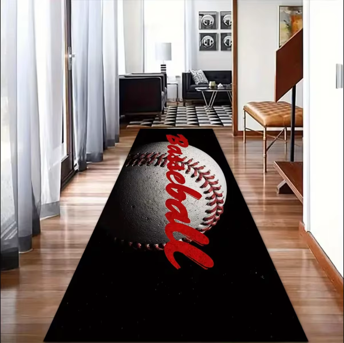 Tapis de couloir à thème baseball
