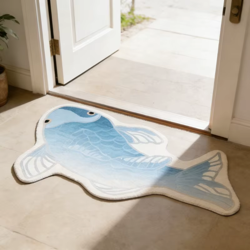Tapis en forme de carpe Koi porte-bonheur pour salon