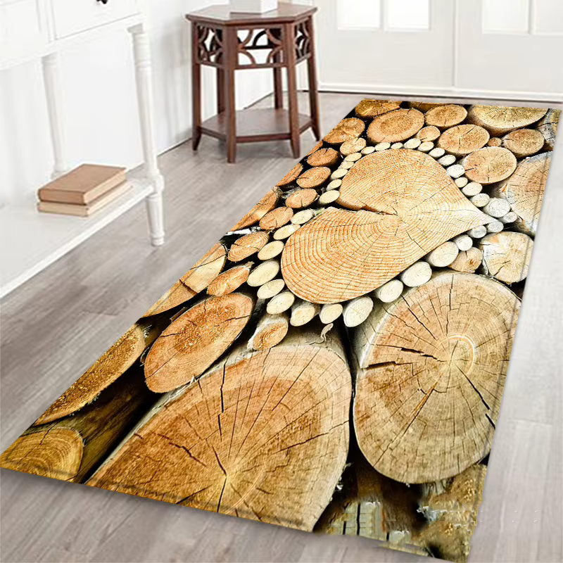 Tapis de cuisine géométrique en Grain de bois
