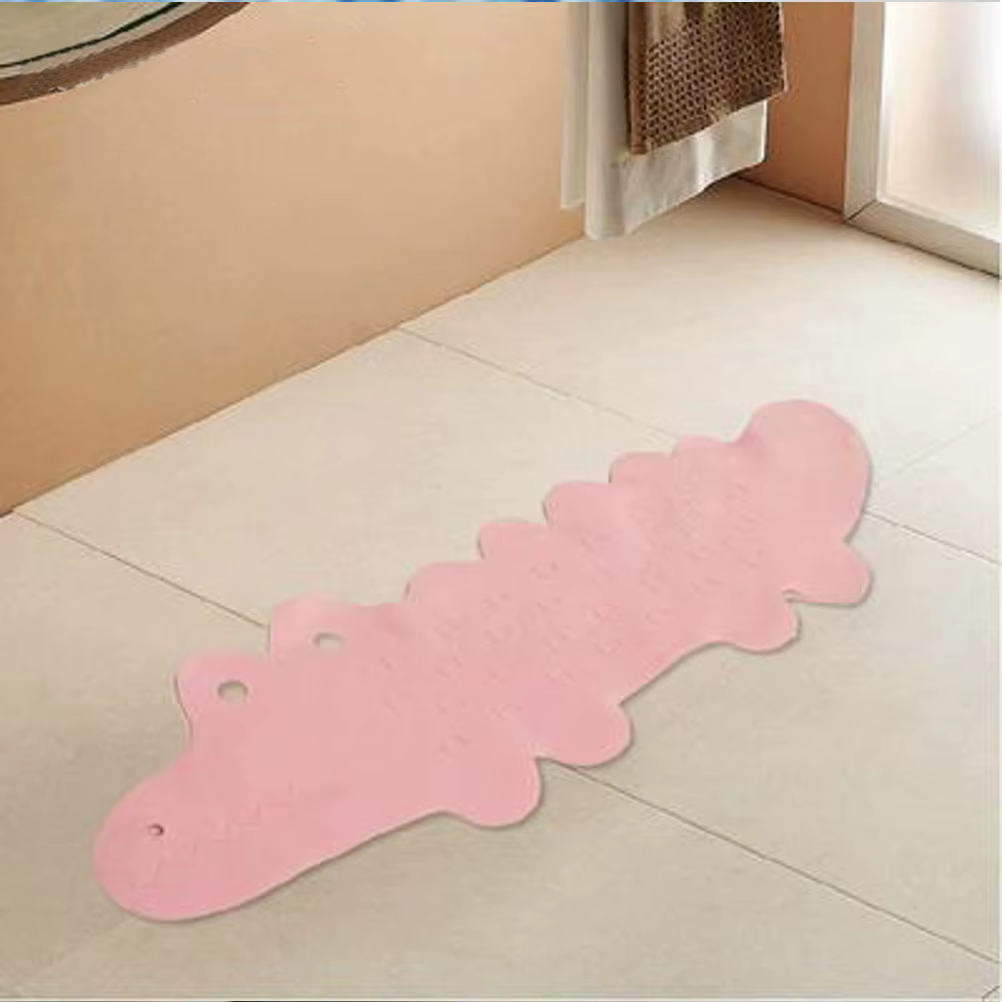 Tapis de bain antidérapant dessin animé Alligator rose Premium Tpr ventouses poignée ferme