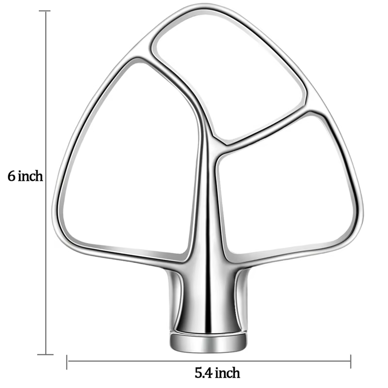 Batteur à bord flexible en acier inoxydable pour mélangeur Kitchenaid, convient aux bols de mélangeur sur socle à tête inclinable pour bols de 4.5 à 5 litres-T02C