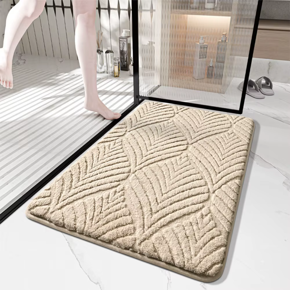 Tapis de salle de bain en jacquard absorbant confortable