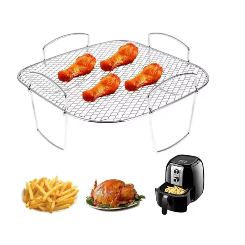 Support de friteuse à Air, support de cuisson en acier inoxydable, empilable, polyvalent, support de pain grillé, plateau de panier, accessoires de friteuse à Air