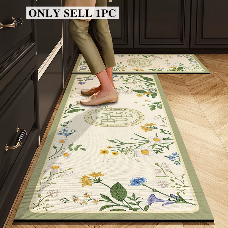 Tapis de cuisine imperméable en cuir PVC
